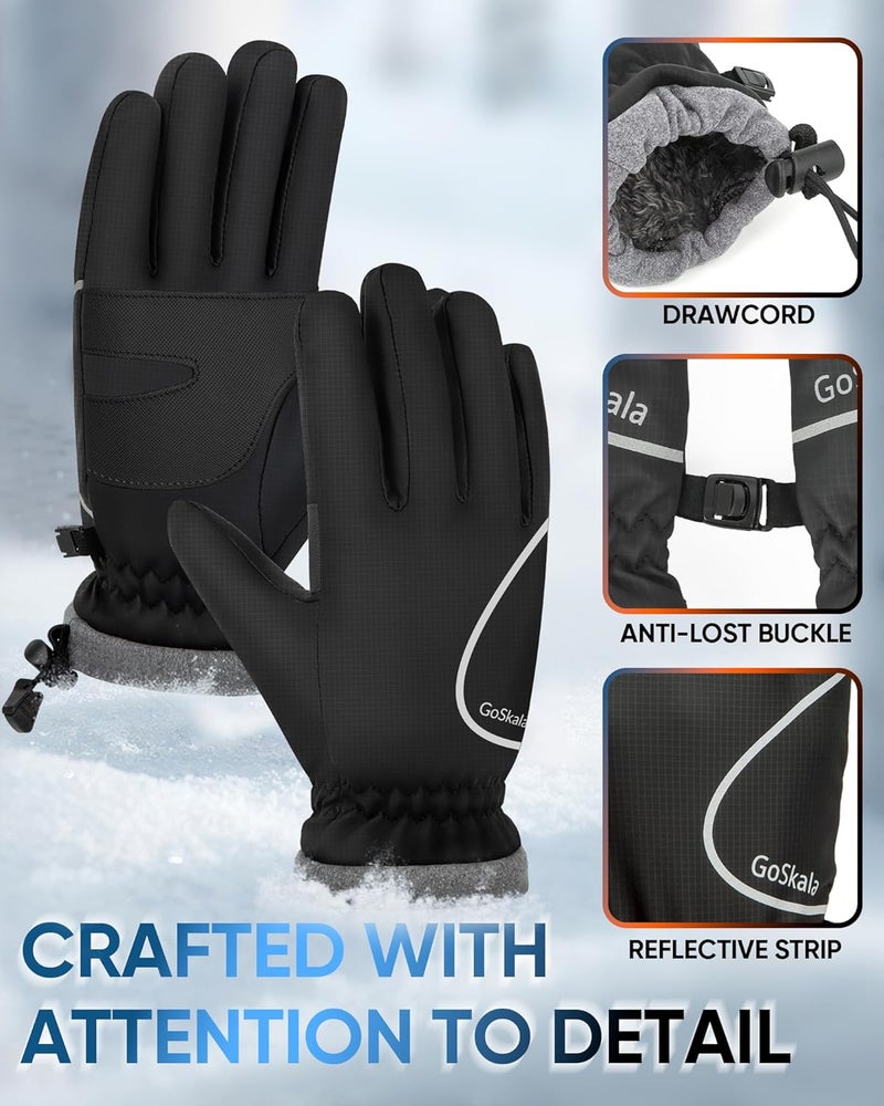 GoSkala Winter Gloves for Women Men, Waterproof and Warm, Sensitive Touch Gloves for Cycling Running Working Outdoor Activities, Black - Image 3